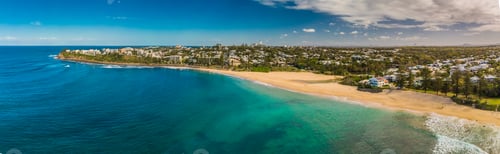 Preview: Aerial panoramic images of Dicky Beach, Caloundra, Australia