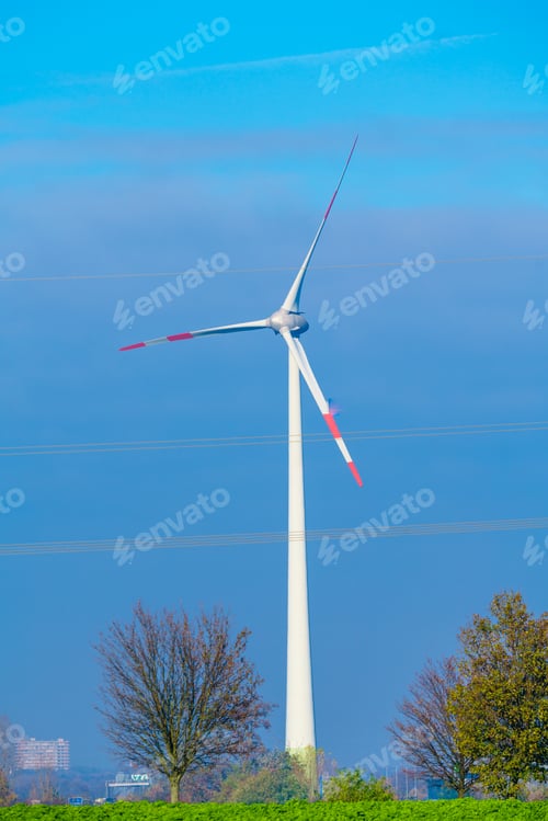 Preview: Windmills wind turbines farm power generators. Production of renewable green energy