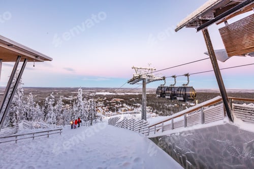Preview: Winter landscape at Levi ski resort in Lapland Finland