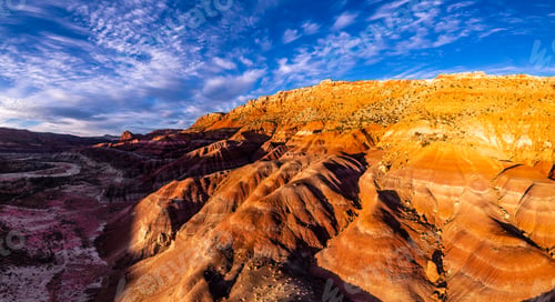 Preview: panorama from the air of the Paria Townsite at sunset in utah