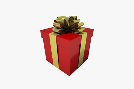 Preview: Square gift box with ribbon and bow ornament