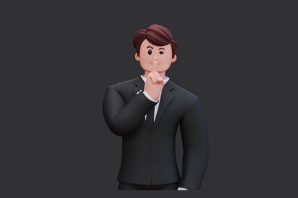 Preview: Man in suit with shushing gesture