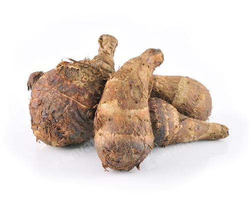 Preview: taro roots on white