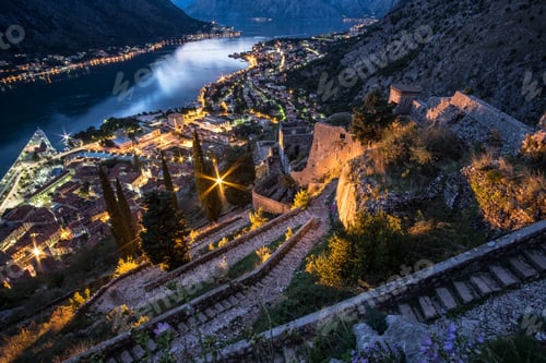 Preview: Evening View of Bay of Kotor old town from Lovcen mountain.