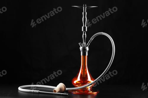 Preview: New hookah isolated on black background, copy space