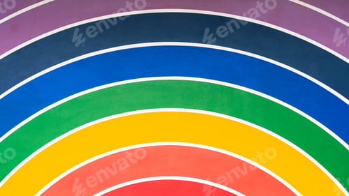 Preview: Abstract background of colorful rainbow curve lines pattern on wall decoration