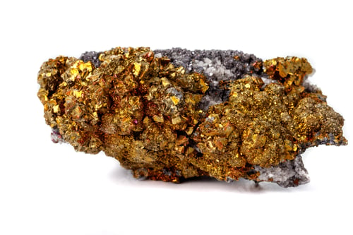 Preview: Macro mineral stone Chalcopyrite on a white background