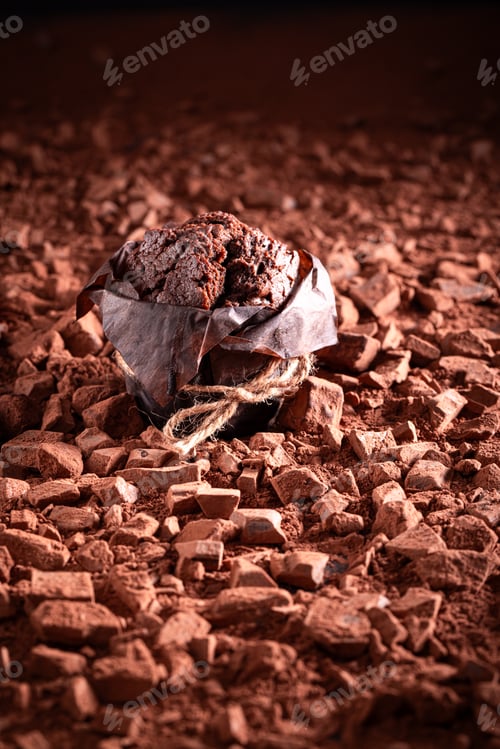 Preview: Sweet chocolate muffins made of dark chocolate and cocoa.