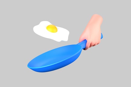 Preview: Cartoon hand with pan and egg