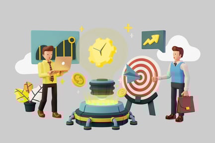 Visualização: Dois homens com uma lâmpada.