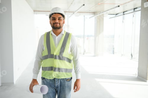 Preview: Portrait of a Indian engineer posing at the camera