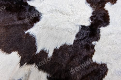 Preview: brown Cow skin coat with fur black white and brown spots