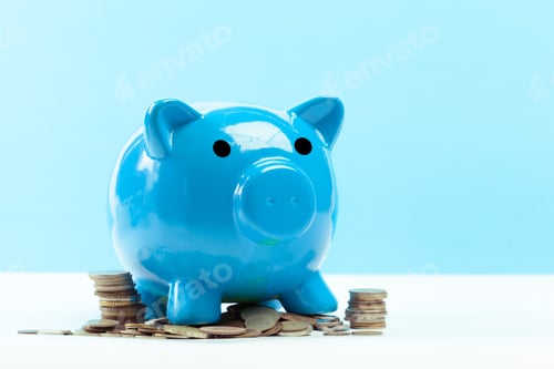 Preview: Blue piggy bank or money box