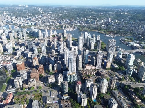 Preview: aerial view of the city buildings in a large city, including one of them on