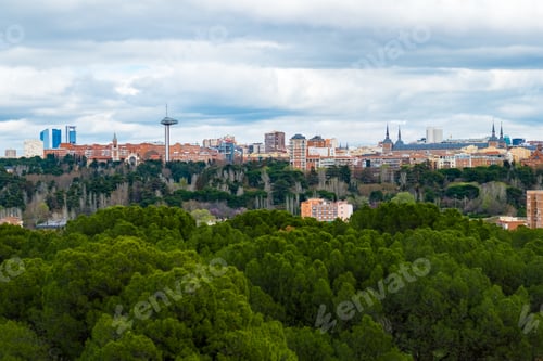 Preview: Mesmerizing view of a cityscape surrounded by greenery in Madrid, Spain
