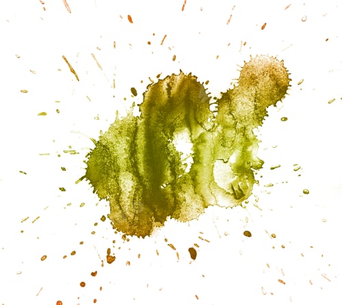 Preview: Abstract Watercolor Stain with Splatter and Green Hues