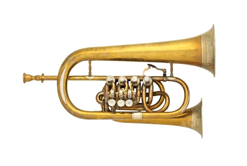 Preview: Old flugelhorn brass musical instrument isolated