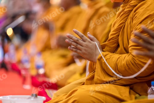 Preview: Pray of monks on ceremony of buddhist in Thailand.