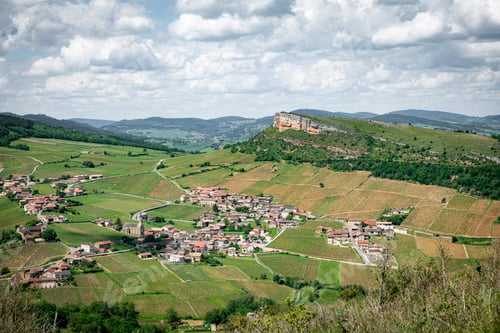 Preview: Environment of La Roche de Solutre with vineyards, Burgundy, France