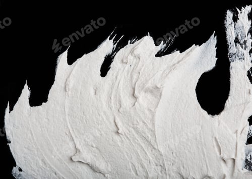 Preview: Structural Plaster White On A Black Background. White Cream. Paint Smear. Plasticine