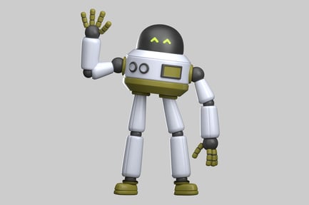 Preview: Friendly waving robot character