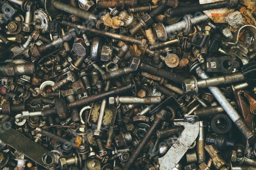 Preview: old dirty mix nuts and bolts used grunge with grease oil texture pattern for garage industry