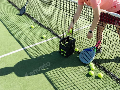 Preview: Metal basket with a large number of yellow padel tennis balls