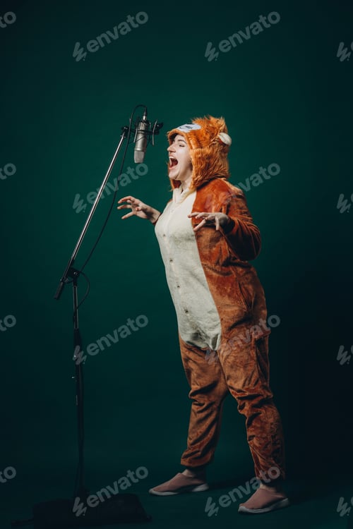 Preview: Woman prepares herself and a material before voice recording.