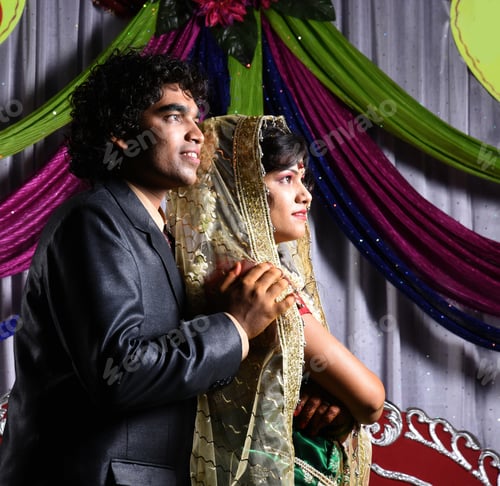 Preview: Indian Bride and Groom in romantic pose at their wedding day