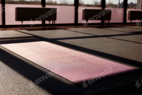 Preview: An unfolded purple yoga Mat lies on the floor on the floor, a convenient outdoor area