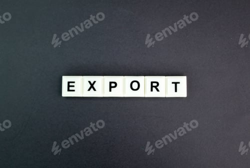 Preview: letters of the alphabet with the word export