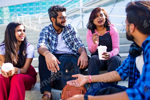 Preview: indian ethnicity friendship togetherness in park on sunny day