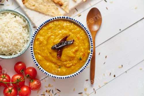 Preview: Indian popular food Dal fry or traditional Dal Tadka Curry served in bowl