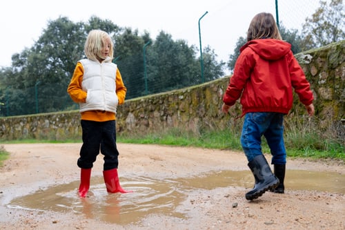 Preview: Two children playing in a puddle