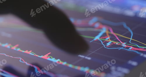 Preview: Analysis stock market data on digital screen
