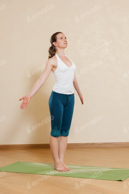 Preview: Caucasian Woman Is Practicing Yoga At Studio