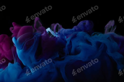 Preview: abstract dark background with blue and purple swirls of paint