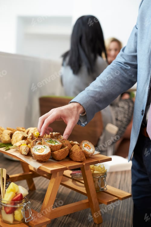 Preview: Close Up Of Businessman At Conference Lunch Buffet