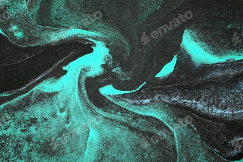 Preview: Abstract Turquoise and Black Swirl Mesmerizing Fluid Art for Creative Backgrounds and Designs.