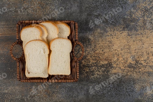 Preview: Homemade white bread in wooden basket