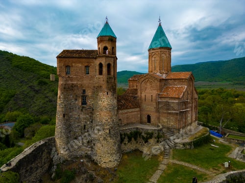Preview: Beautiful view of Gremi Fortress surrounded by green mountains. Alazani, Georgia.