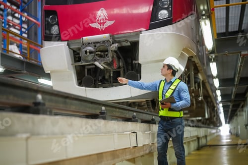 Preview: The Red Line train stops at a maintenance facility at Bang Sue Central Station, Bangkok, Thailand