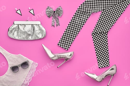 Preview: Fashion Stylish Set.Design Outfit.Top viewCosmetic
