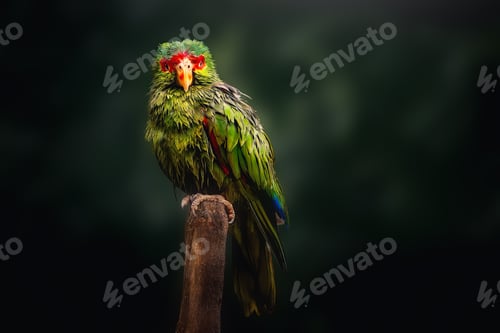 Preview: Soaked Wet Red-spectacled Amazon Parrot wing (Amazona pretrei)