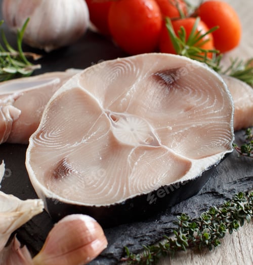 Preview: Two shark steak with vegetables and herbs