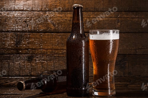 Preview: Bottles and glass of beer