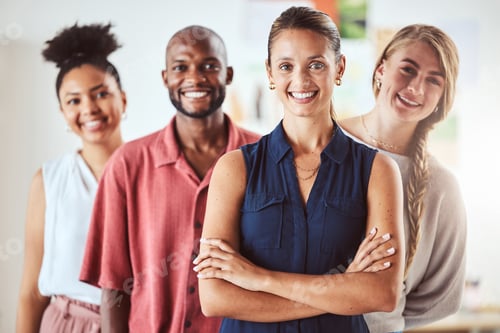 Preview: Smiling Professionals in a Modern Workplace