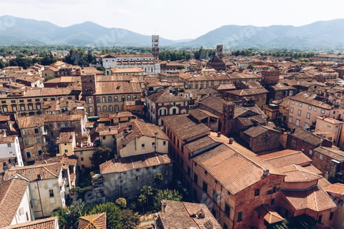 Preview: aerial view of buildings in old city, Pisa, Italy