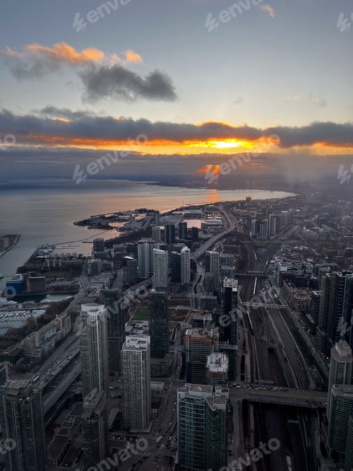 Preview: Skyscrapers in the city during evening and night lights