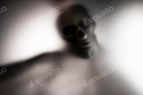 Preview: Shadow blur of horror skeleton. Halloween background.